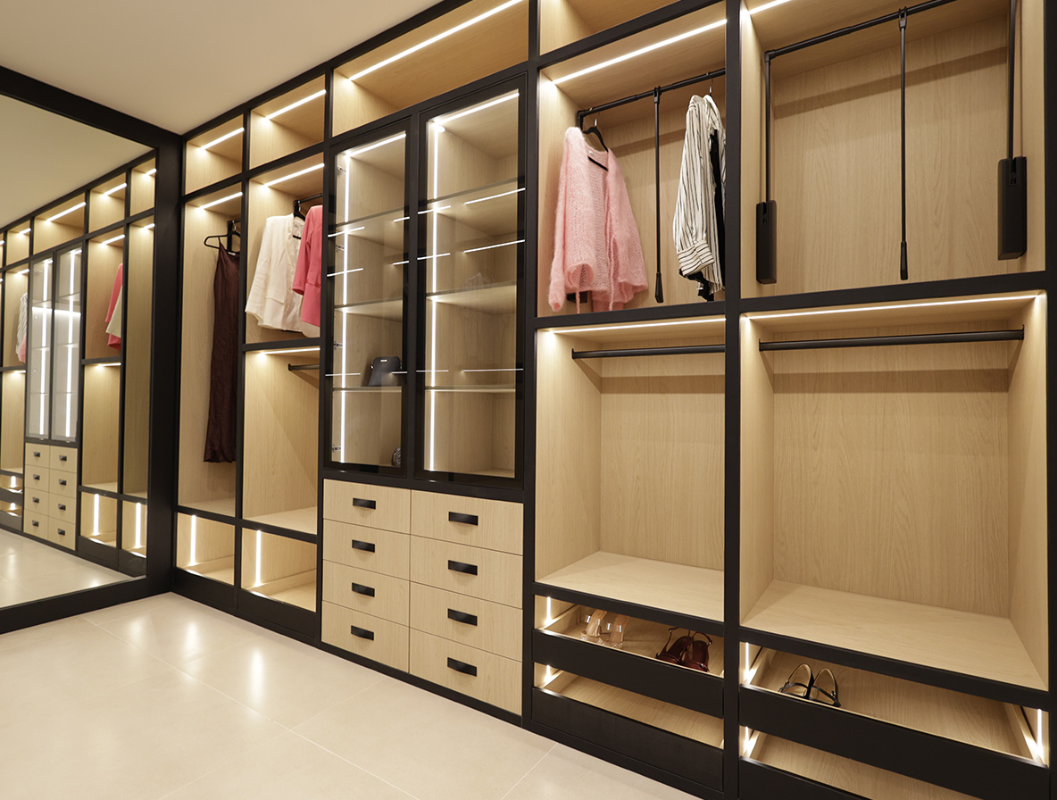 Premium closet valet system with handcrafted accessories and luxury wardrobe organization